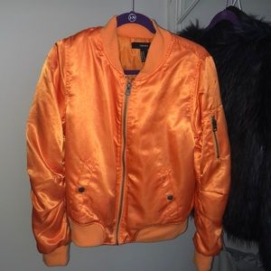 Bright orange forever 21 bomber jacket